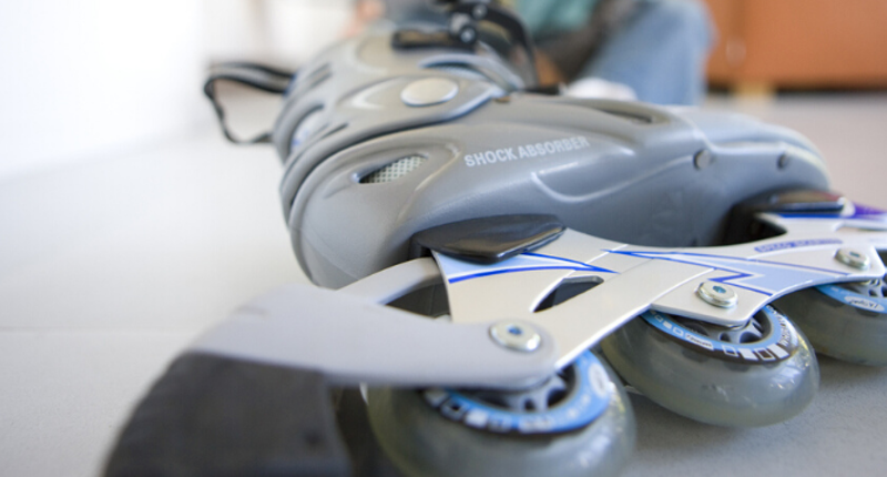 image of a grey roller blading skate