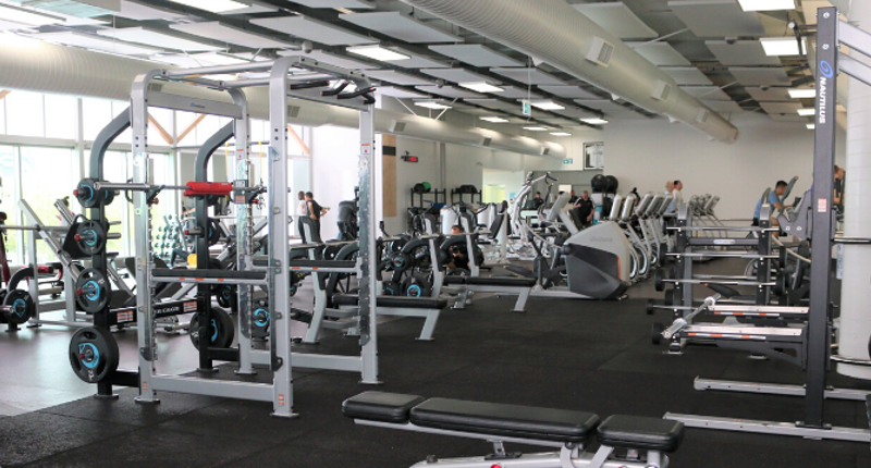 a photo of the fitness centre at albany stadium pool and weight machines, treadmills and bikes