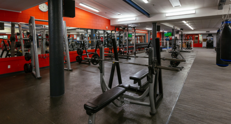 allan brewster fitness centre with weight machines and boxing bags