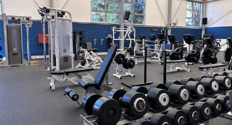 image of gym space in birkenhead pool and leisure centre showing all the equipment